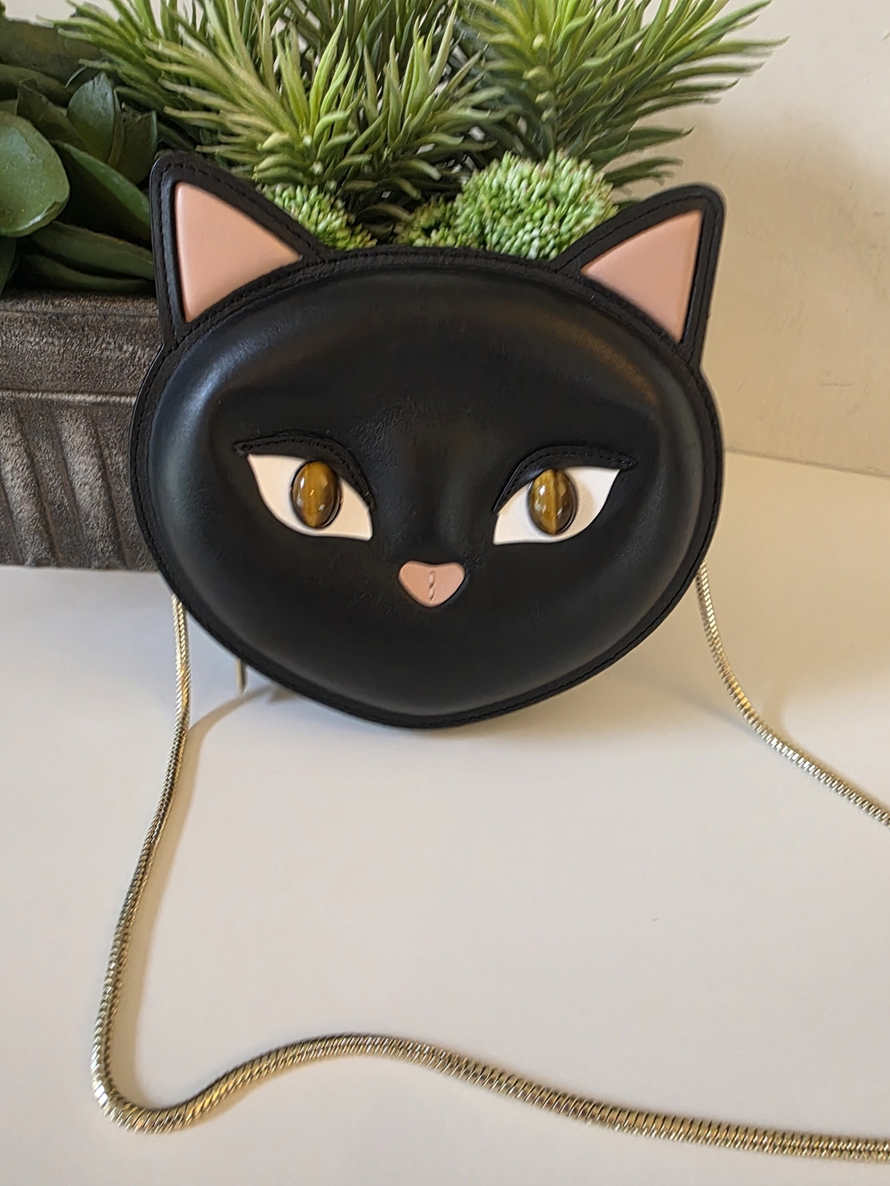 Kate Spade Meow Cat Crossbody Black Leather Chain Bag - Picture 7 of 13